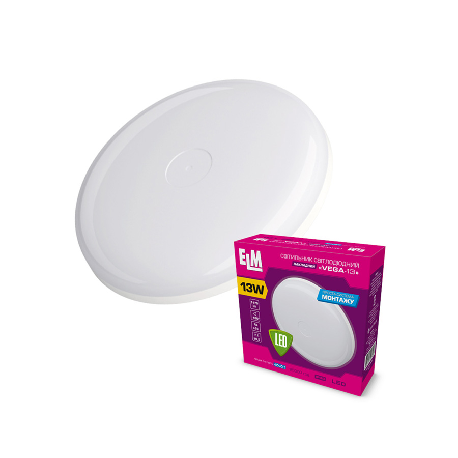 Світильник настінно-стельовий накладний світлодіодний ELM Vega 13Вт 4000К IP40